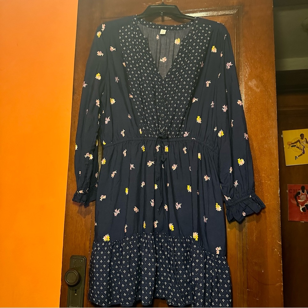 Old Navy Womens Bohemian  Navy Blue Long Sleeve Dress Size XXL